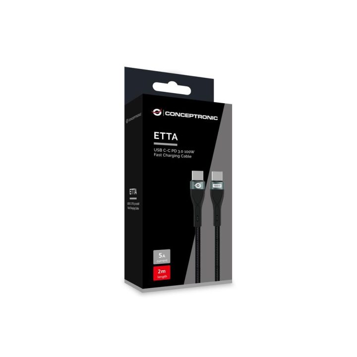 Conceptronic ETTA01B20 cabo USB USB 2.0 2 m USB C 0,48 Gbit/s 100 W…