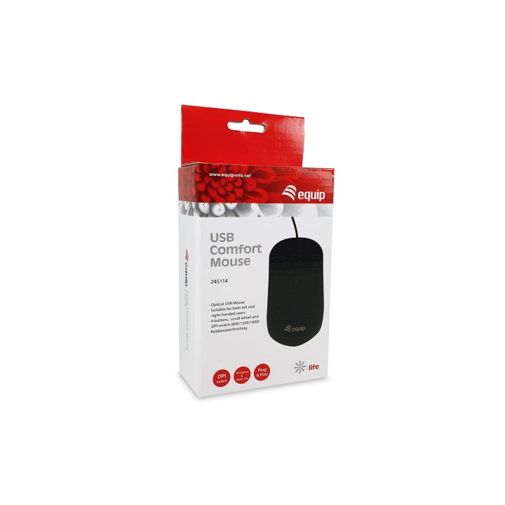 Equip 245114 rato de escritório ambidestro USB tipo A óptico 1600 DPI