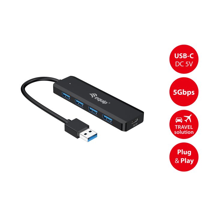 Equip 128959 hub de interface USB 3.2 Gen 1 (3.1 Gen 1) Type-A 5000…