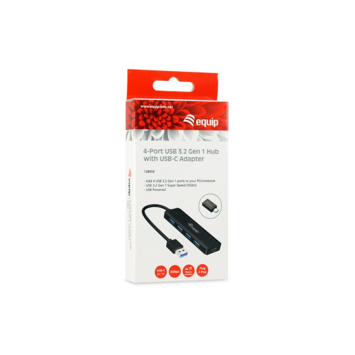 Equip 128959 hub de interface USB 3.2 Gen 1 (3.1 Gen 1) Type-A 5000…