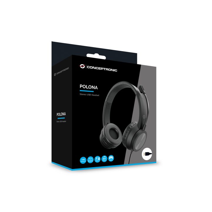 Conceptronic POLONA05B Headset Wired Over-Ear Headphones…