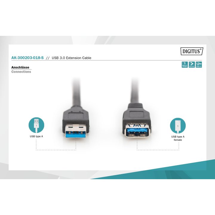 Digitus AK-300203-018-S USB Cable USB 3.2 Gen 1 (3.1 Gen 1) USB A…