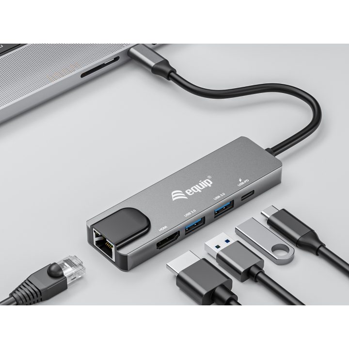Equip 5-in-1 USB-C Multi-Function Adapter, HDMI, Gigabit LAN, USB 3.2…