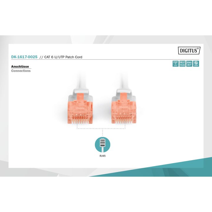 Digitus DK-1617-0025 Network Cable Gray 0.25 m Cat6 U/UTP (UTP)
