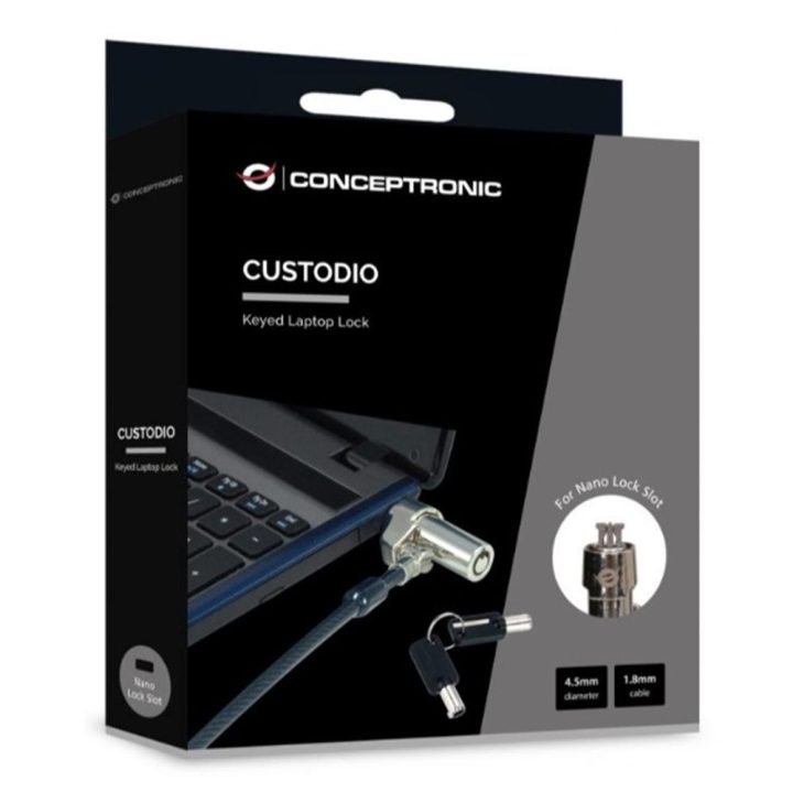 Conceptronic CUSTODIO02BN cable antirrobo Negro 1,8 m