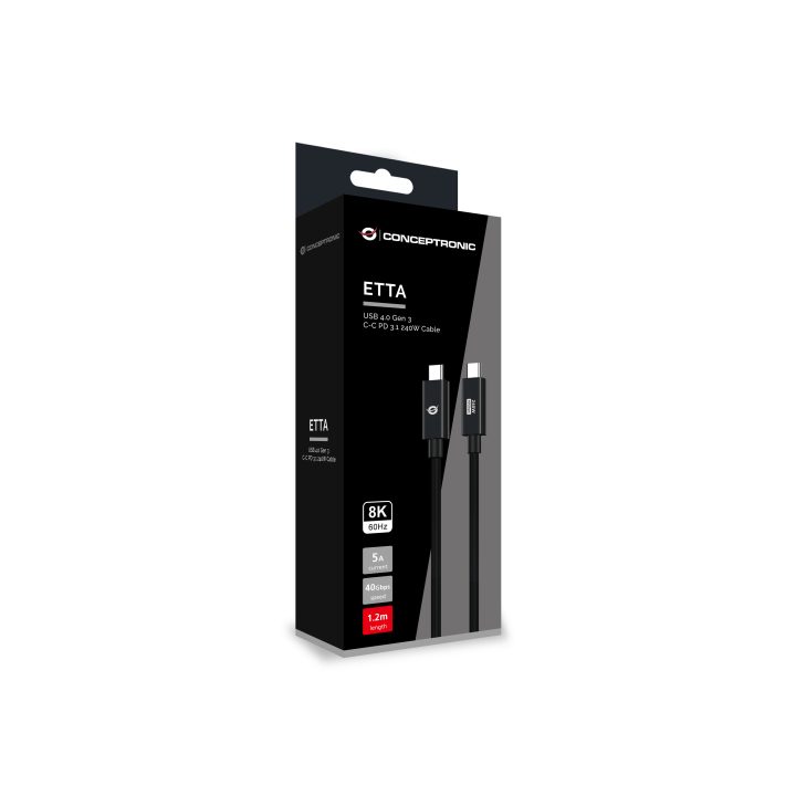 Conceptronic ETTA04B12 cabo USB USB4 Gen 3x2 1,2 m USB C 40 Gbit/s…