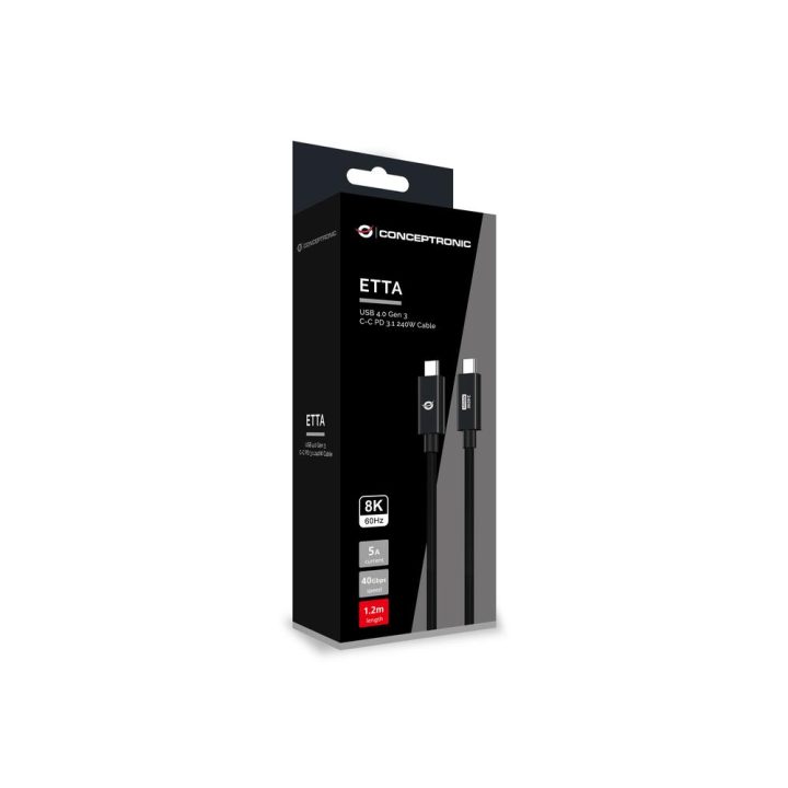 Conceptronic ETTA04B12 cabo USB USB4 Gen 3x2 1,2 m USB C 40 Gbit/s…