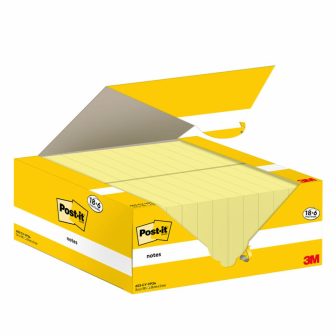 18+6 Pack 100-Sheet Sticky Notes 38x51mm Canary Yellow Cardboard Box…