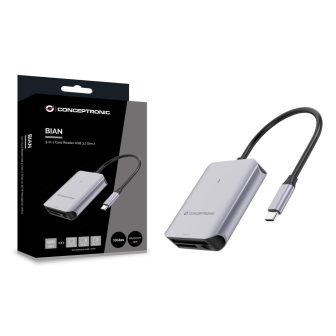 Conceptronic BIAN09G lector de tarjeta USB 3.2 Gen 2 Type-C Gris