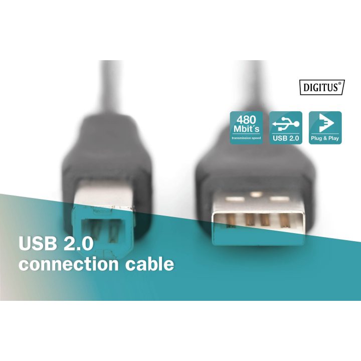 Digitus AK-300102-018-S USB Cable USB 2.0 USB A USB B 0.48 Gbit/s…