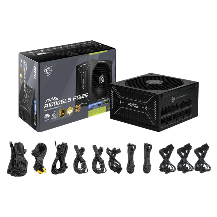 MSI MAG A1000GLS PCIE5 Power Supply Unit 1000 W 24-pin ATX ATX Black