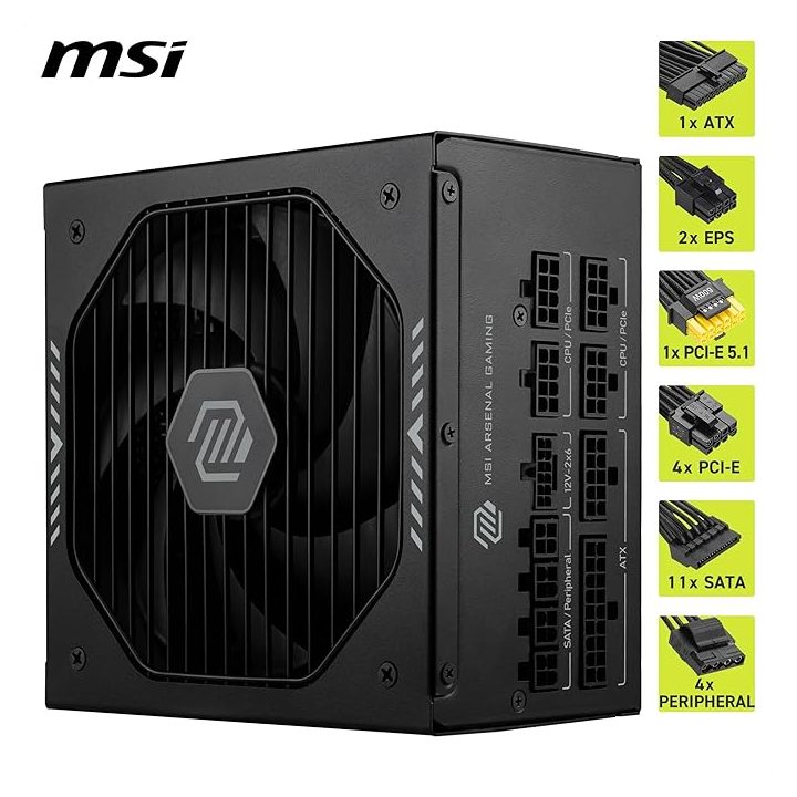 MSI MAG A1000GLS PCIE5 unidad de fuente de alimentación 1000 W 24-pin…