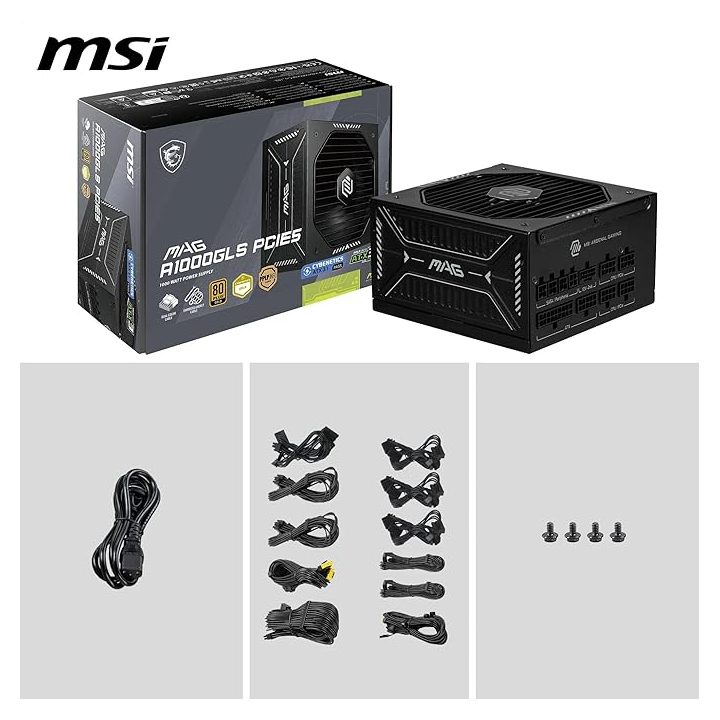 MSI MAG A1000GLS PCIE5 Power Supply Unit 1000 W 24-pin ATX ATX Black