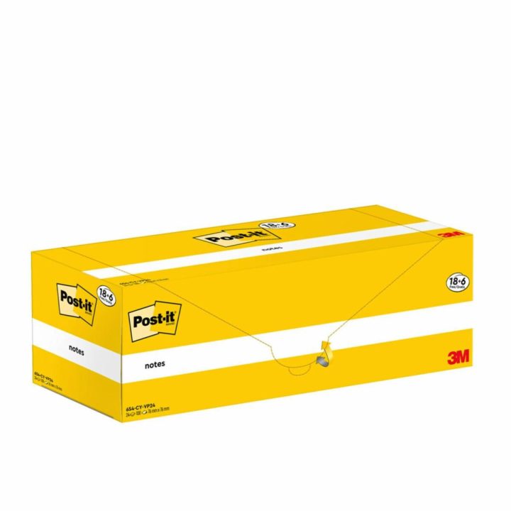 18+6 Pack of 100-Sheet Sticky Notes 76x76mm Canary Yellow Cardboard…