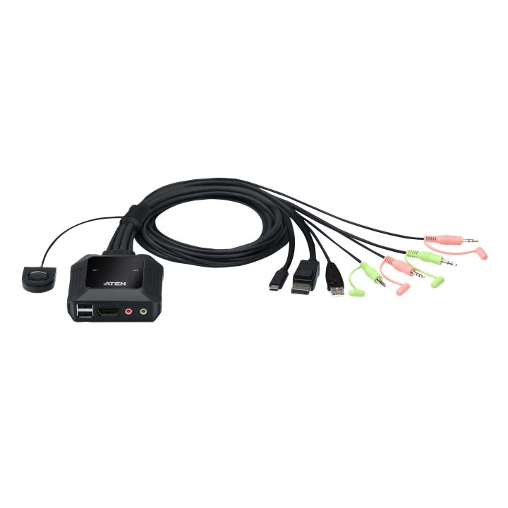 ATEN Switch KVM em formato de cabo híbrido DisplayPort de 2 portas…