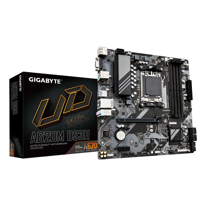 GIGABYTE A620M DS3H Motherboard - Supports AMD Ryzen 8000 CPUs, 5+2+2…