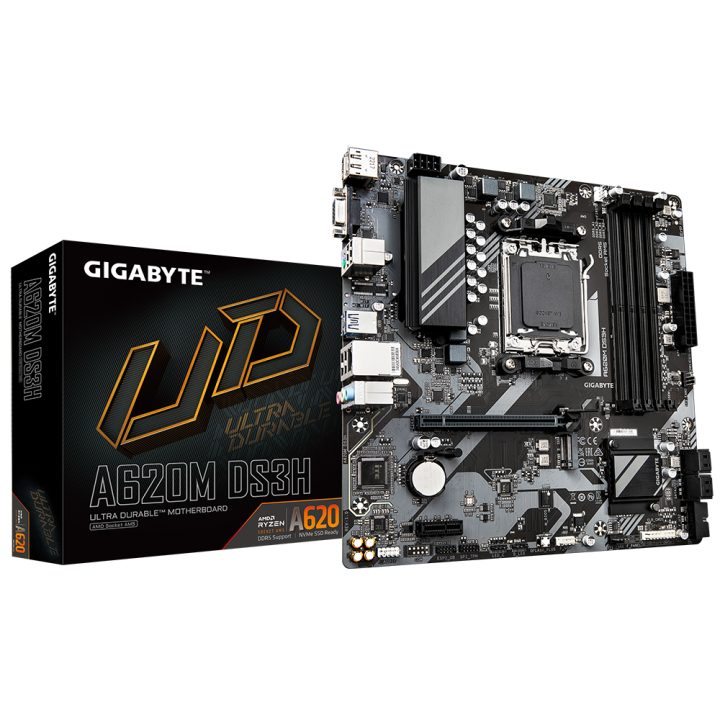 GIGABYTE A620M DS3H Motherboard - Supports AMD Ryzen 8000 CPUs, 5+2+2…