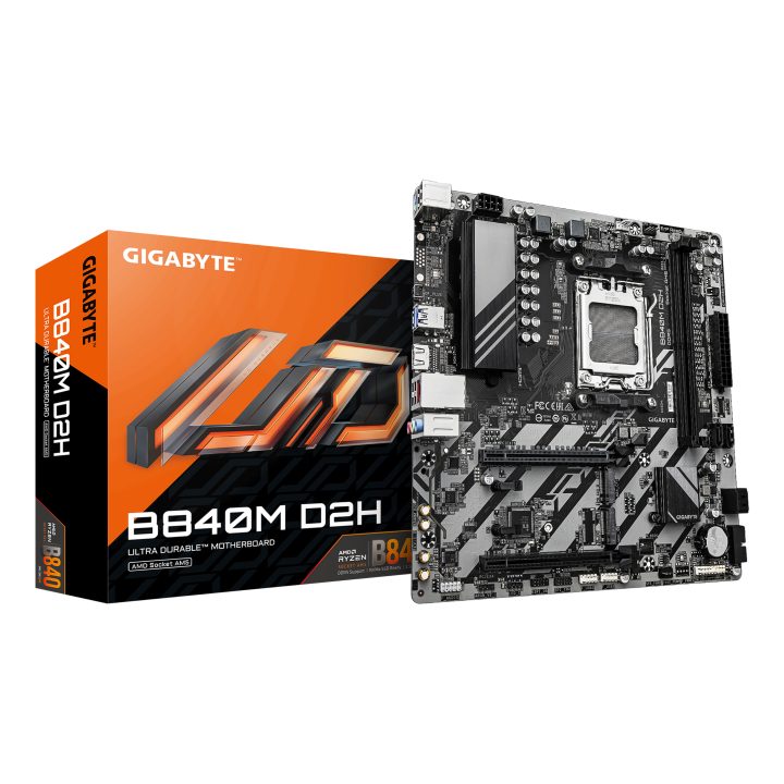 GIGABYTE B840M D2H Motherboard - AMD Ryzen 9000 Processors, 5+2+2…