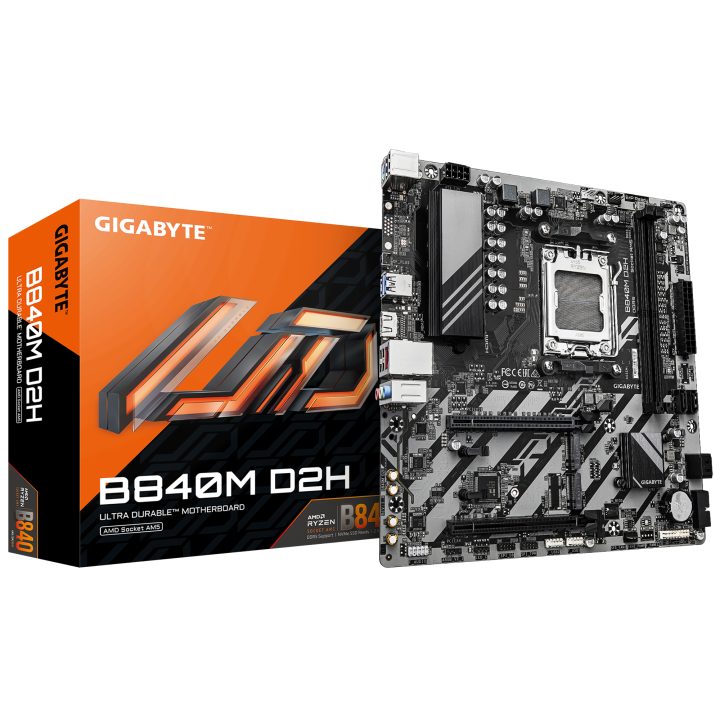 GIGABYTE B840M D2H Motherboard - Processadores AMD Ryzen 9000, VRM de…