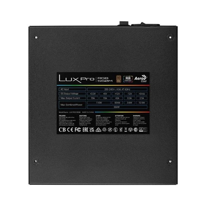 Fonte de alimentação Aerocool Lux Pro RGB Gaming ATX 550W…