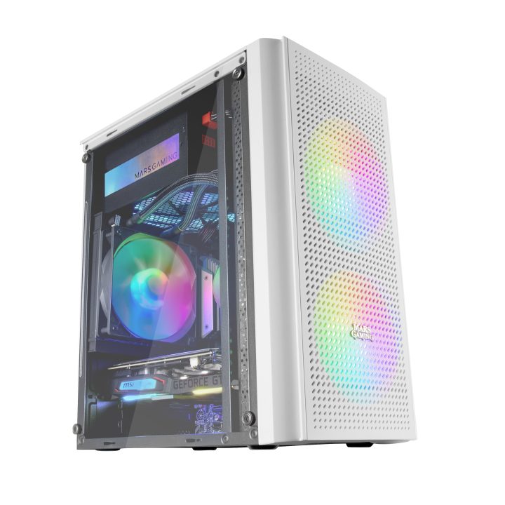 Mars Gaming MC300W Branco, Caixa PC Micro ATX, Vidro Temperado…
