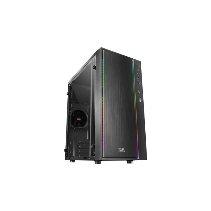 Mars Gaming MCM, Micro ATX PC Case, Compact, 16 ARGB Modes, 8 cm Fan