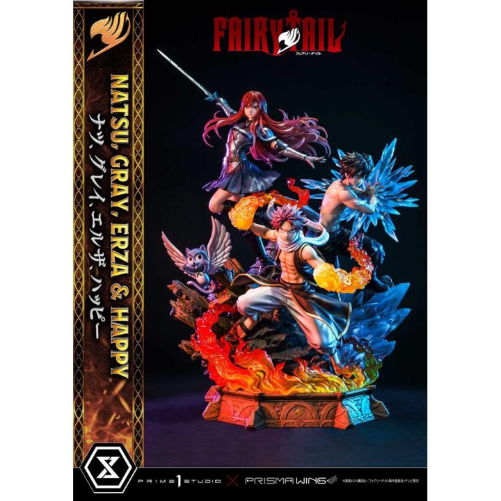 Prime 1 Studio Fairy Tail Statue Natsu Gray Erza Happy Deluxe Version…