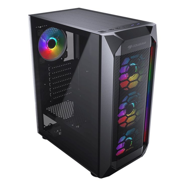 COUGAR CGR-5VM6B-MESH-G-RGB Mid Tower Computer Case Black, Transparent