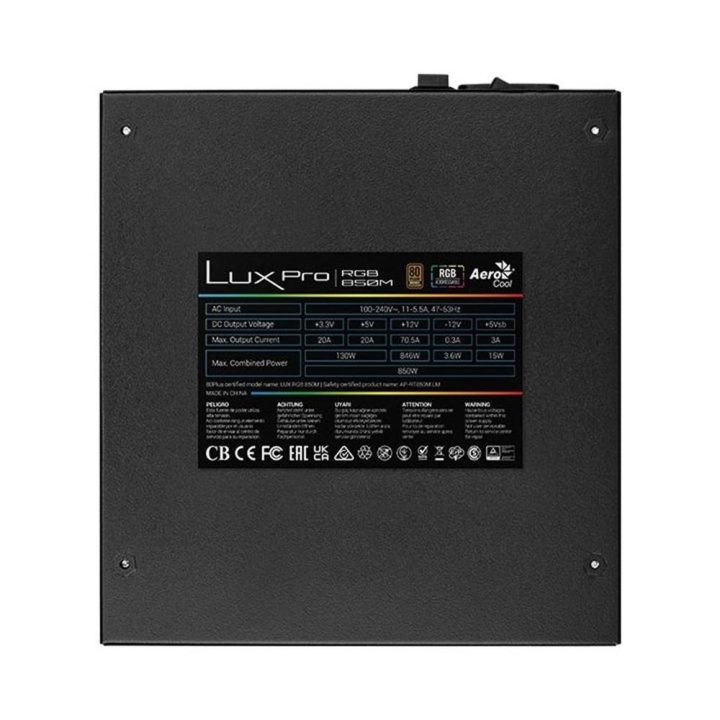 Fonte de alimentação Aerocool Lux Pro RGB Gaming ATX 850W…