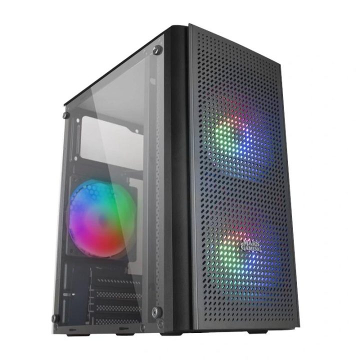 Mars Gaming MC300 Negro, Caja PC Micro ATX, Cristal Templado, Frontal…