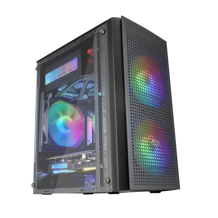 Mars Gaming MC300 Negro, Caja PC Micro ATX, Cristal Templado, Frontal…