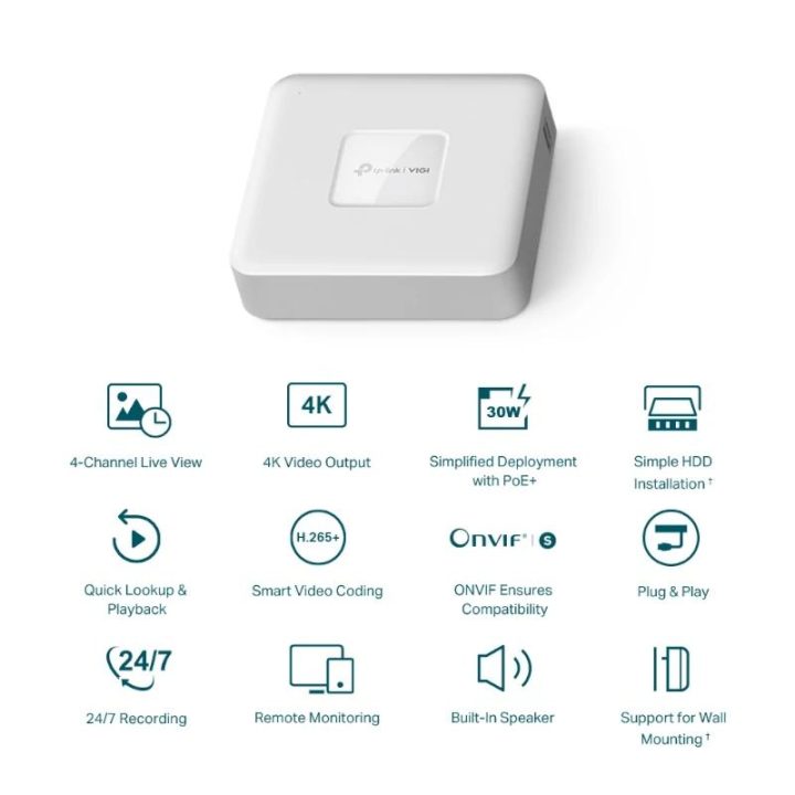 TP-Link VIGI NVR1104H-4P Branco