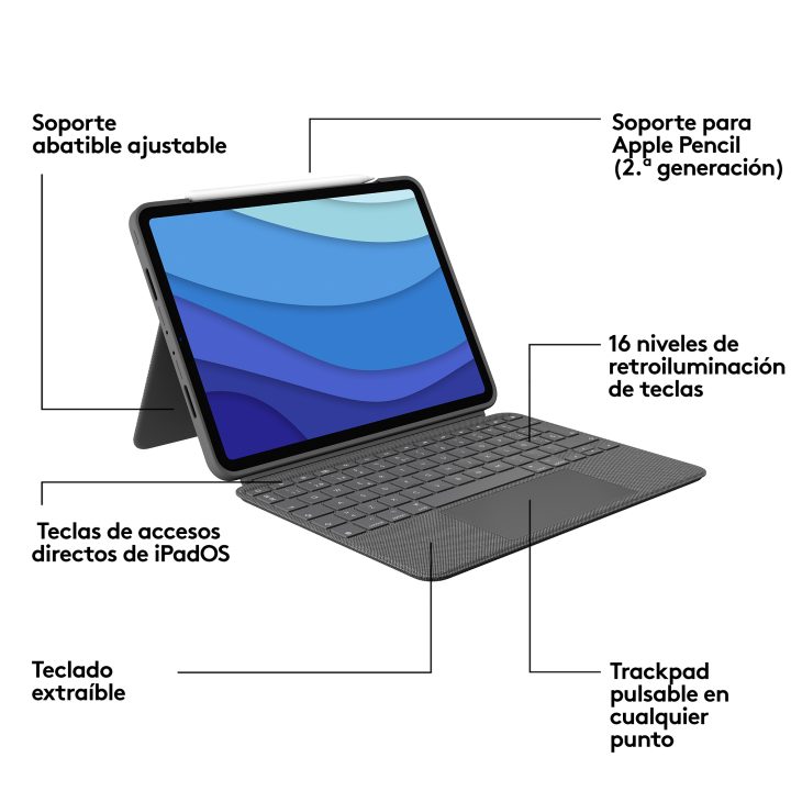 Logitech Combo Touch QWERTY Spanish Smart Connector Gray