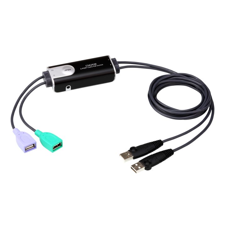 ATEN Switch KM formato cabo USB de 2 portas com Boundless Switching
