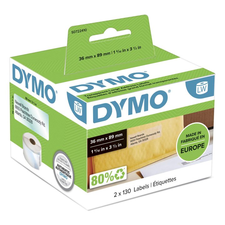 Etiquetas de morada DYMO LW autênticas | 36 mm × 89 mm | preto sobre…