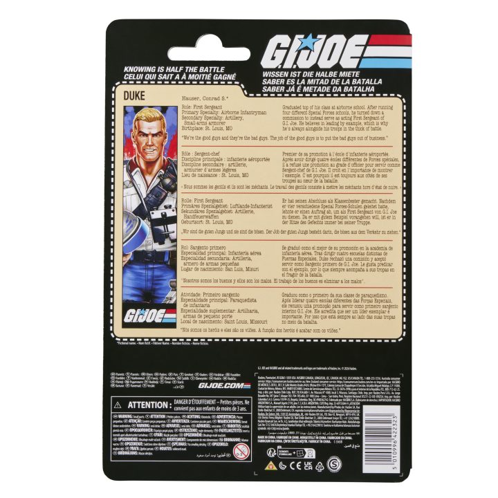 Hasbro G.I. Joe Classified Series Duke em embalagem retro