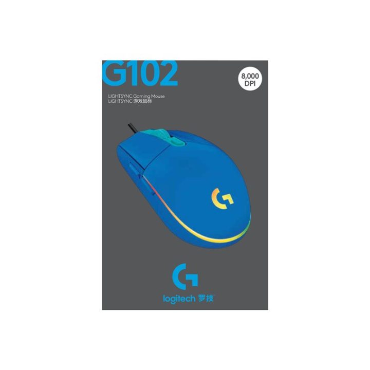 Logitech G102 LIGHTSYNC Blue Gaming Mouse 8,000 DPI 6 Buttons…