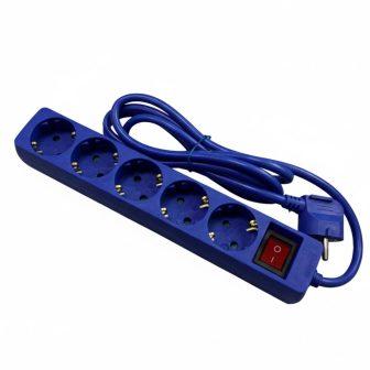 Linha de tomadas Phasak 5 tomadas Schuko 16A com interruptor azul…