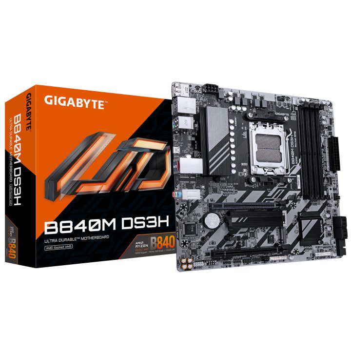 GIGABYTE B840M DS3H Motherboard - Processadores AMD Ryzen 9000, VRM…