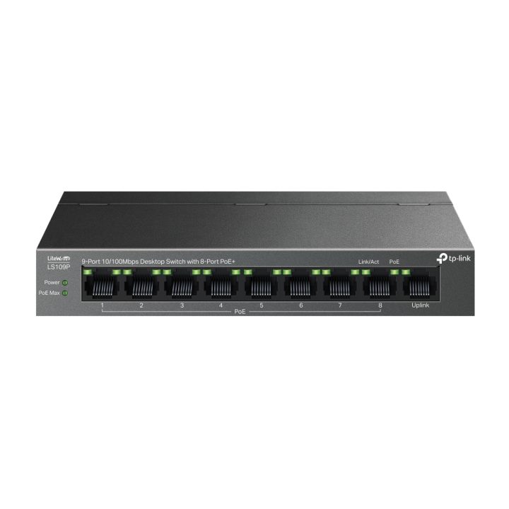 TP-Link LiteWave LS109P Unmanaged Fast Ethernet (10/100) PoE Switch…