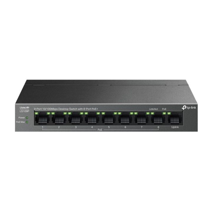 TP-Link LiteWave LS109P Unmanaged Fast Ethernet (10/100) PoE Switch…