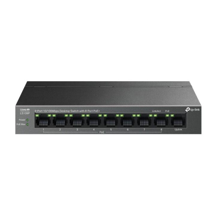 TP-Link LiteWave LS109P Unmanaged Fast Ethernet (10/100) PoE Switch…