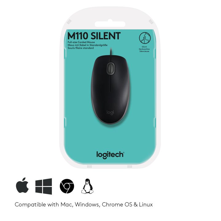 Logitech M110 Silent Mouse Office Ambidextrous USB Type-A Optical…