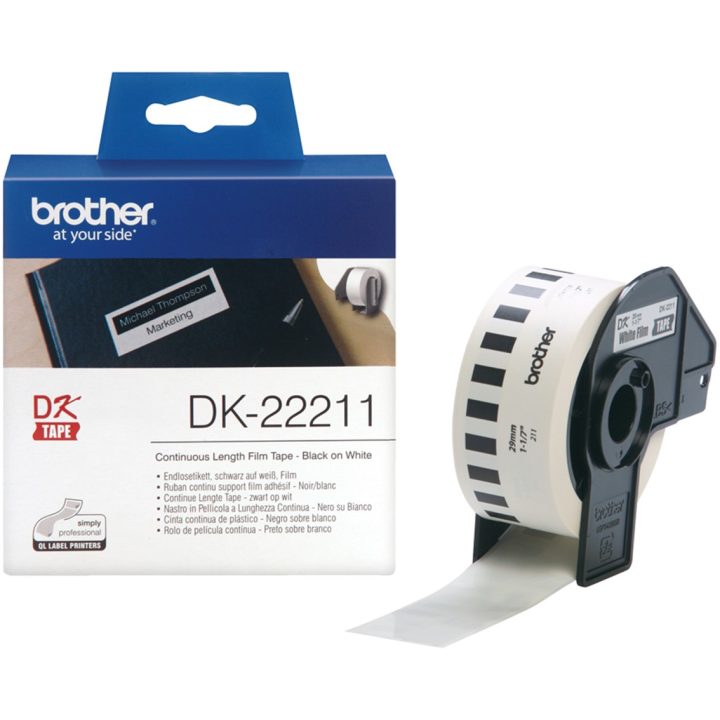 Brother DK-22211 fita para impressora de etiquetas Preto sobre branco