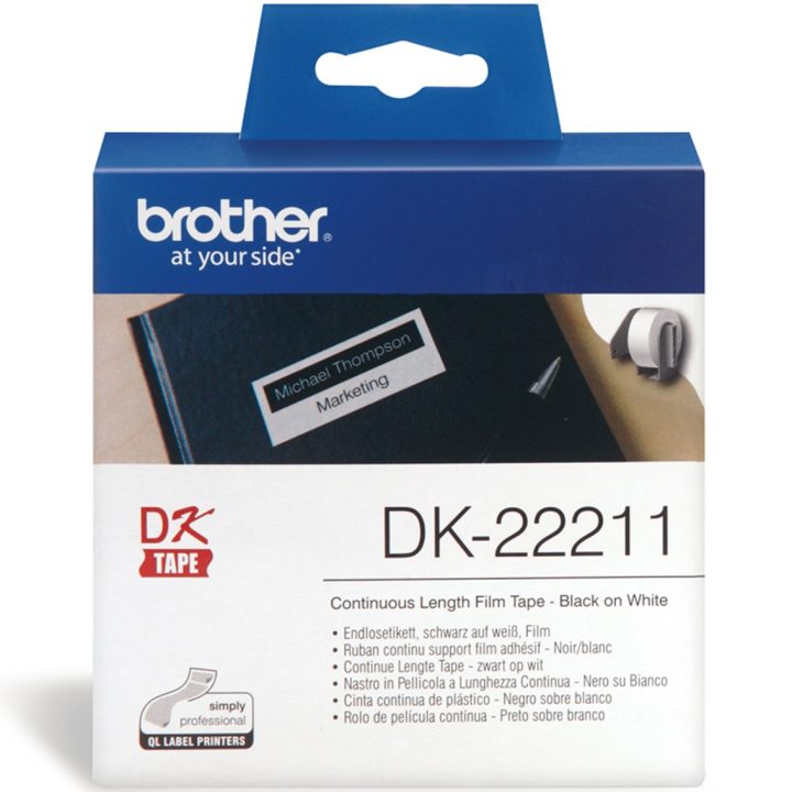 Brother DK-22211 fita para impressora de etiquetas Preto sobre branco