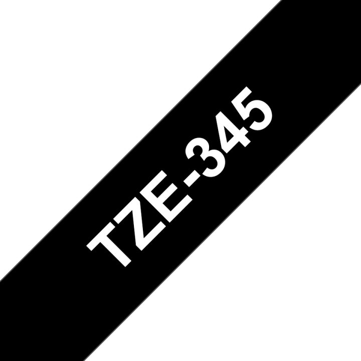 Brother TZE-345 Label Printer Tape White on Black