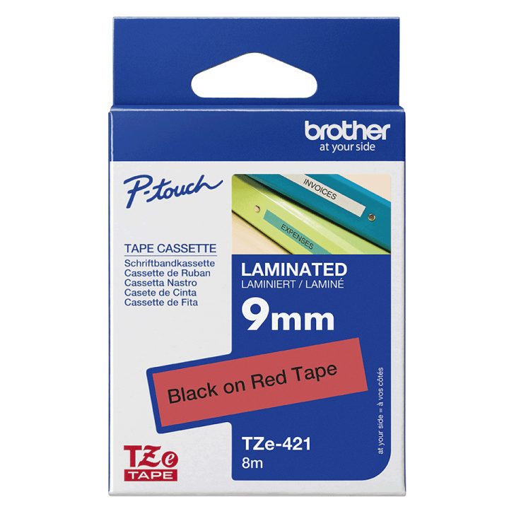 Brother TZE-421 fita para impressora de etiquetas Preto sobre vermelho