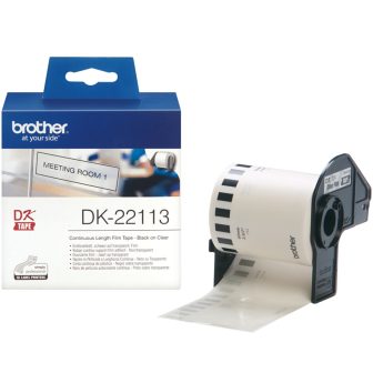 Brother DK-22113 Label Printer Tape Black on Transparent