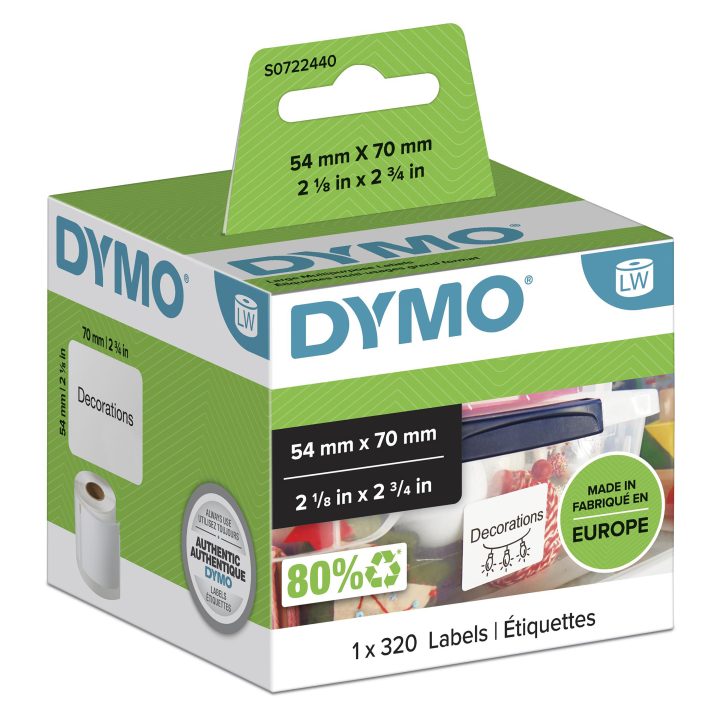 DYMO LW Genuine Multi-Purpose Labels | 54 mm × 70 mm | Roll of 320…