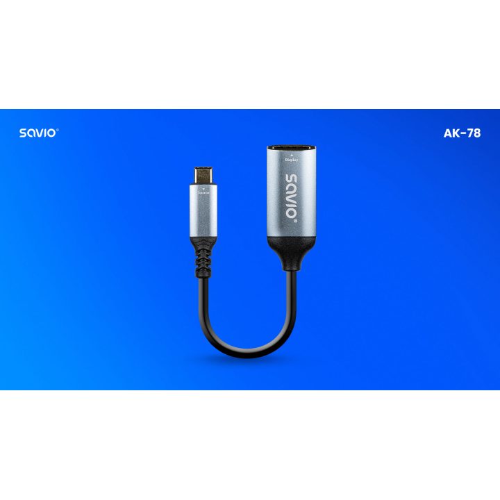 Adaptador Savio AK-78 USB-C HDMI (h) 60 Hz prateado (SAVAK-78)